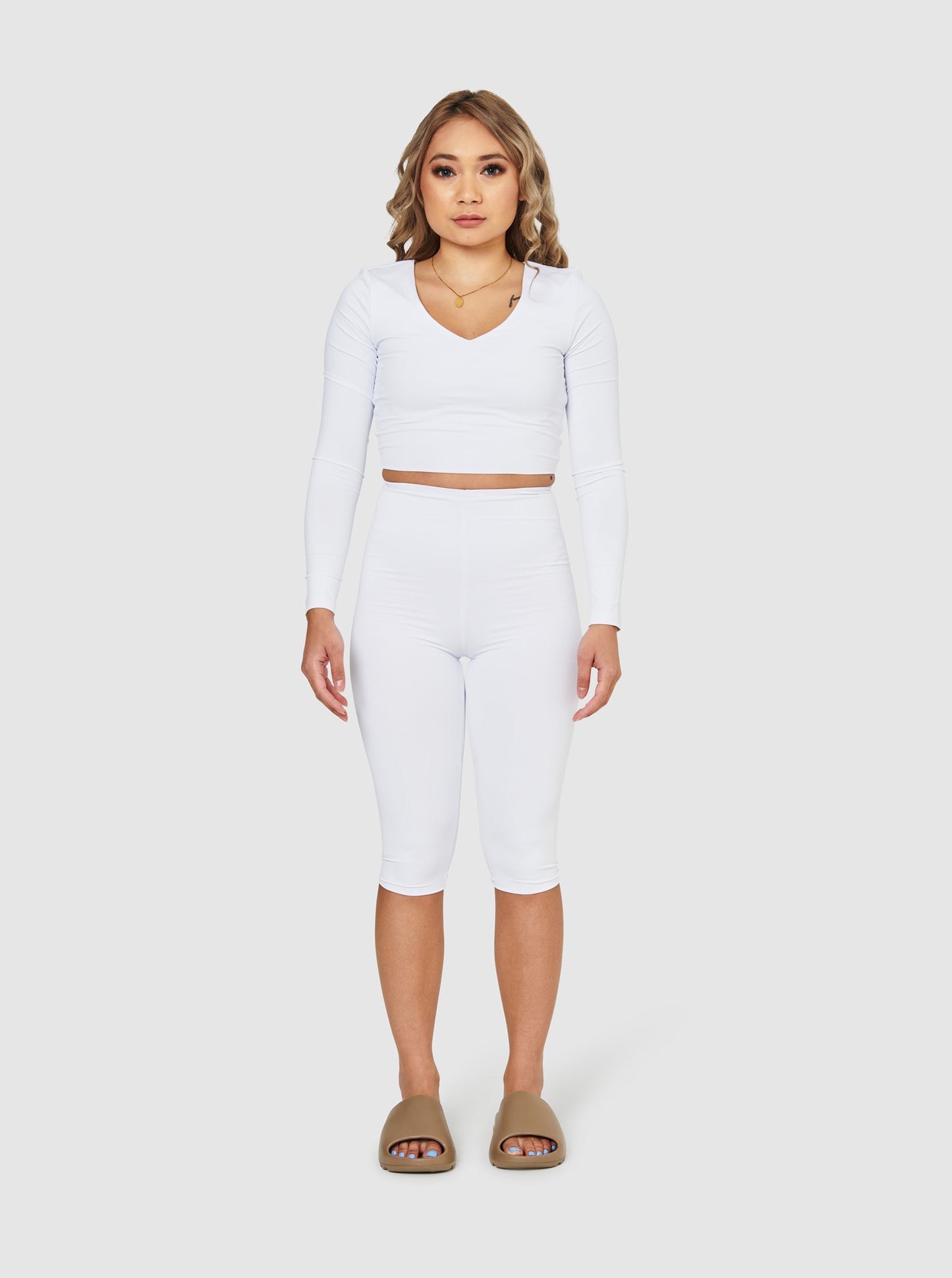 The Bettina Crop Leggings - White Dove
