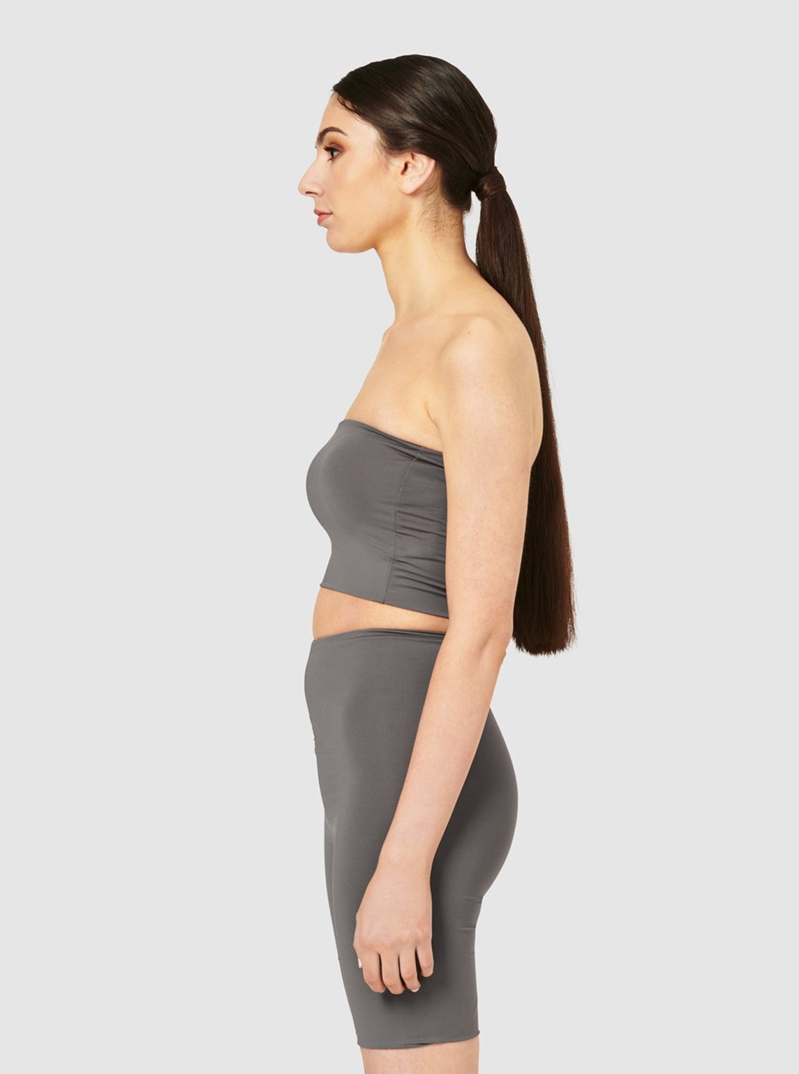 The Burcu Crop Bandeau - Shark Grey