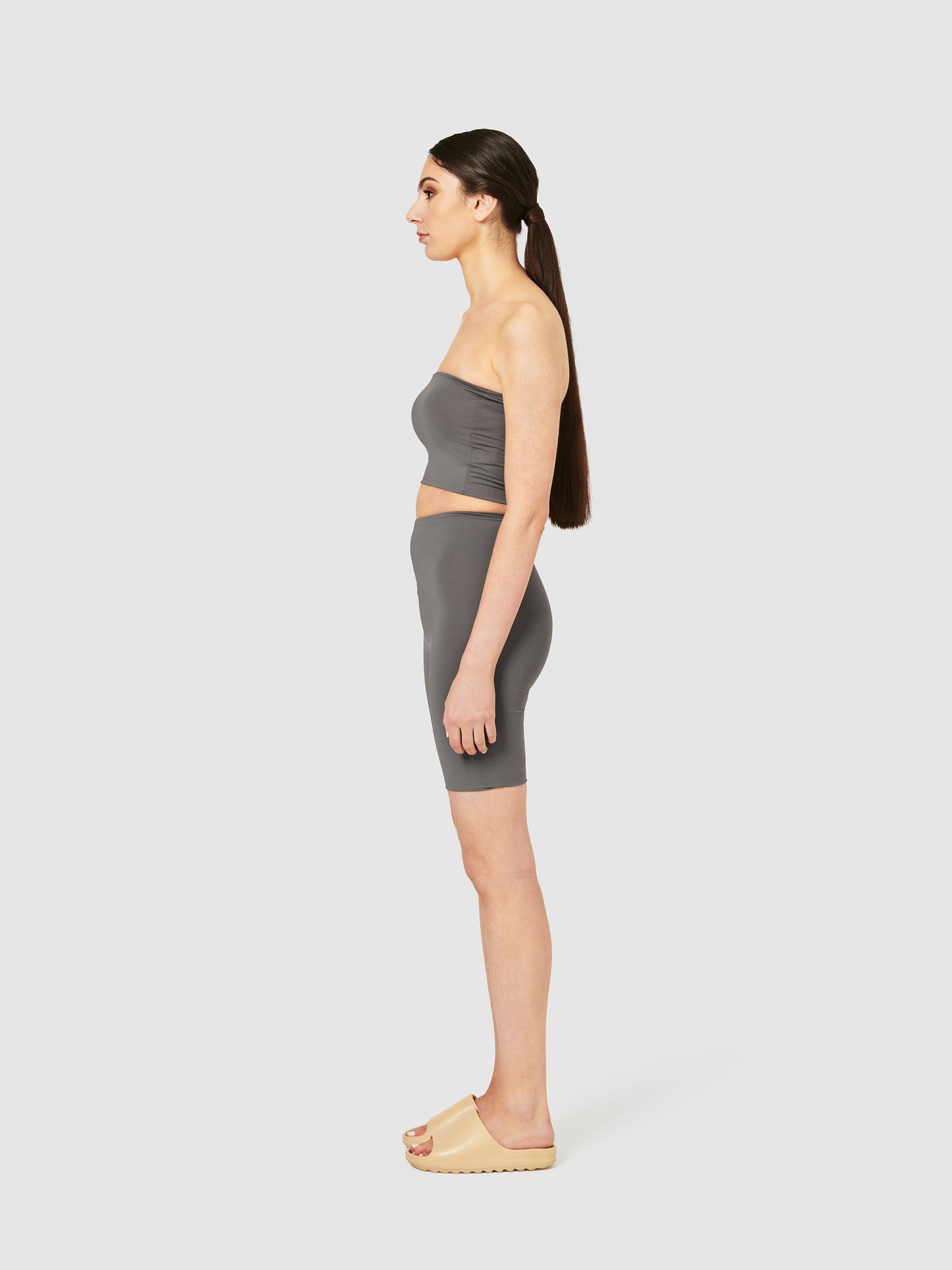The Zara High Waisted Bike Shorts - Shark Grey