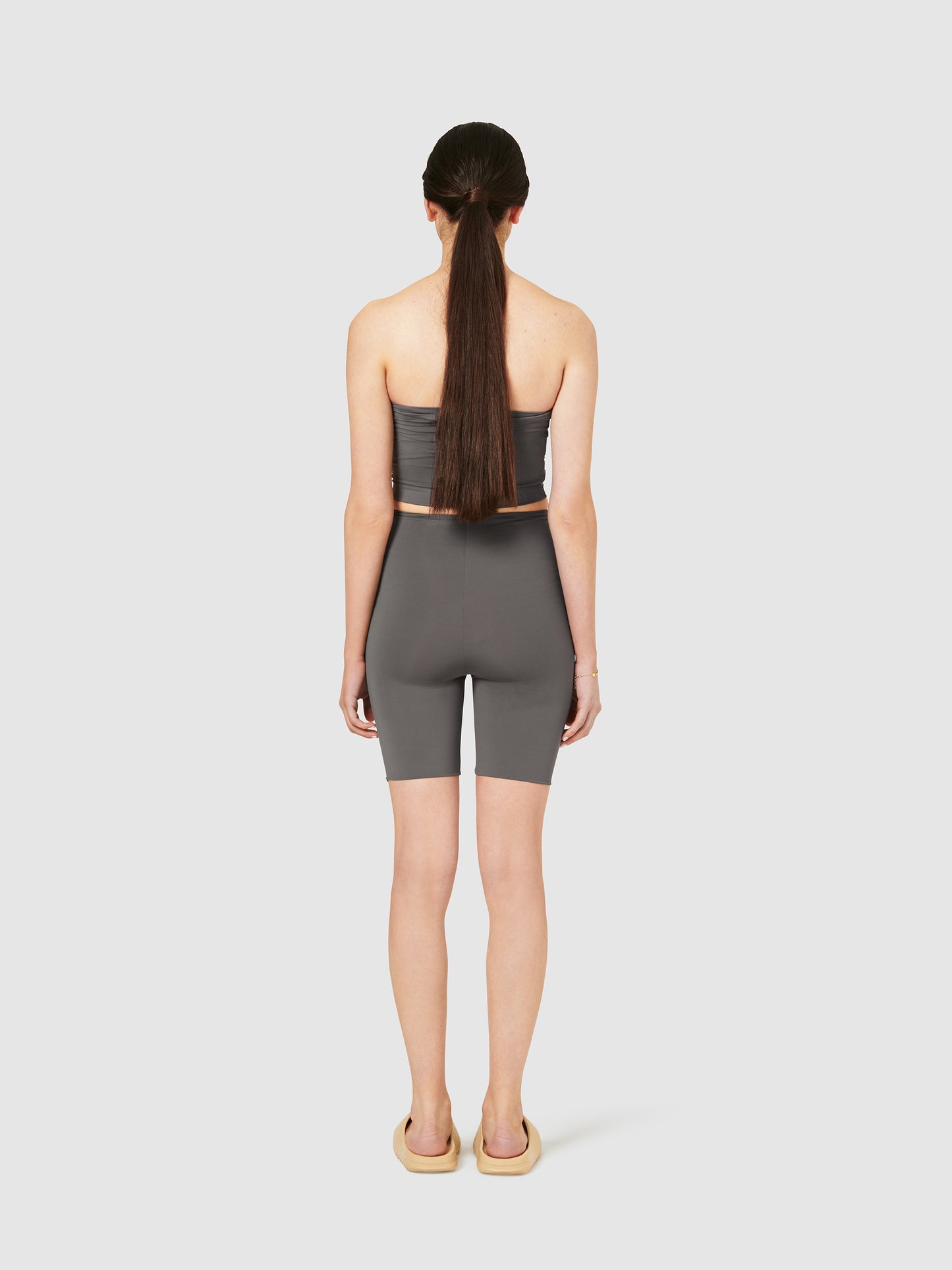 The Zara High Waisted Bike Shorts - Shark Grey