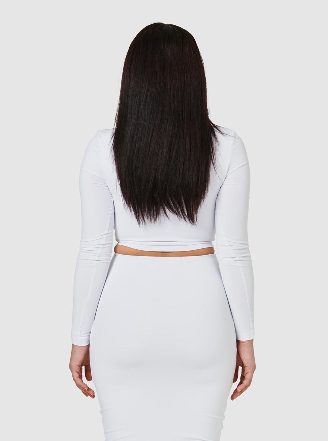 The Quinn Long Sleeve Crop Top - White Dove