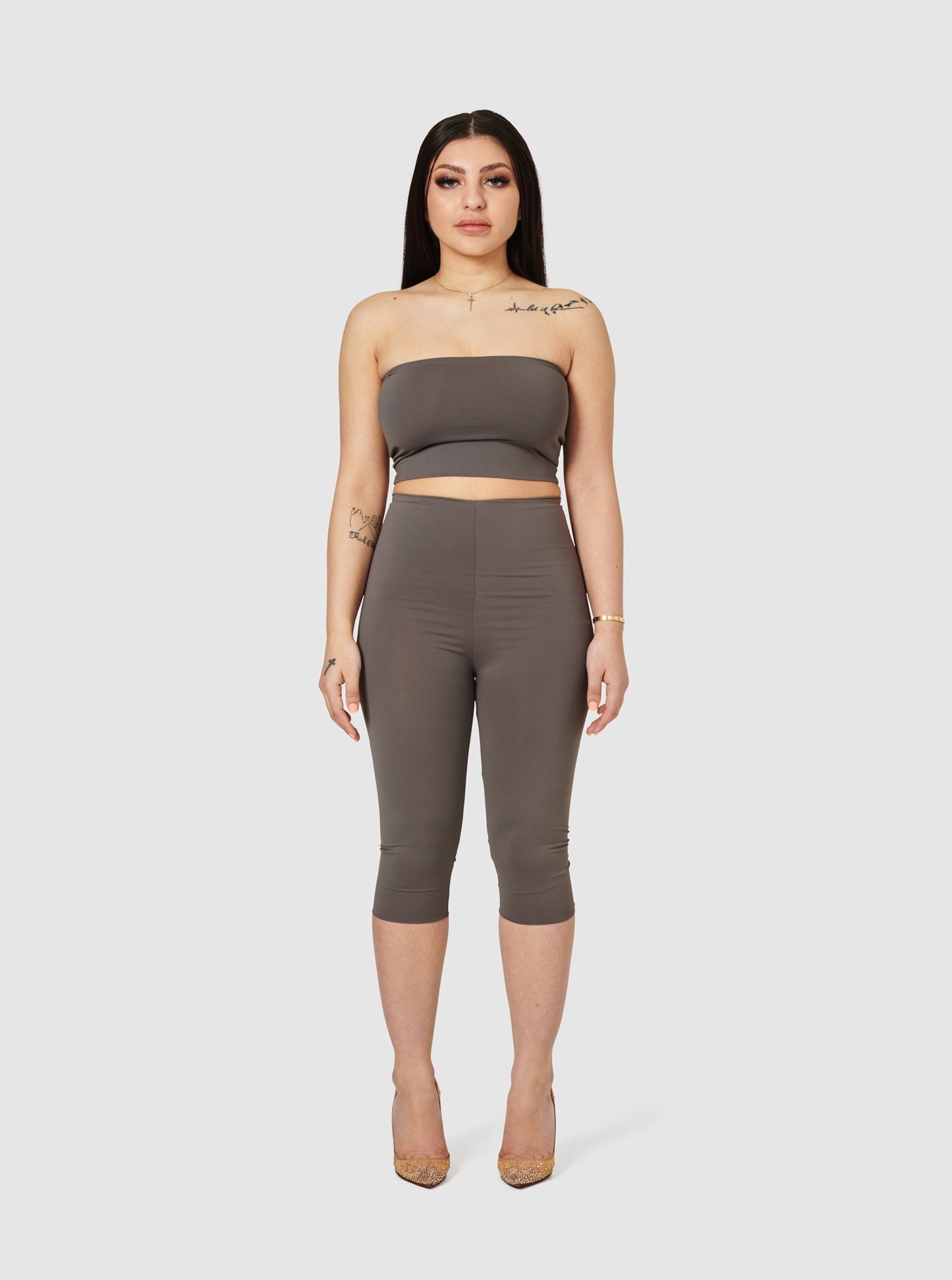 The Bettina Crop Leggings - Shark Grey