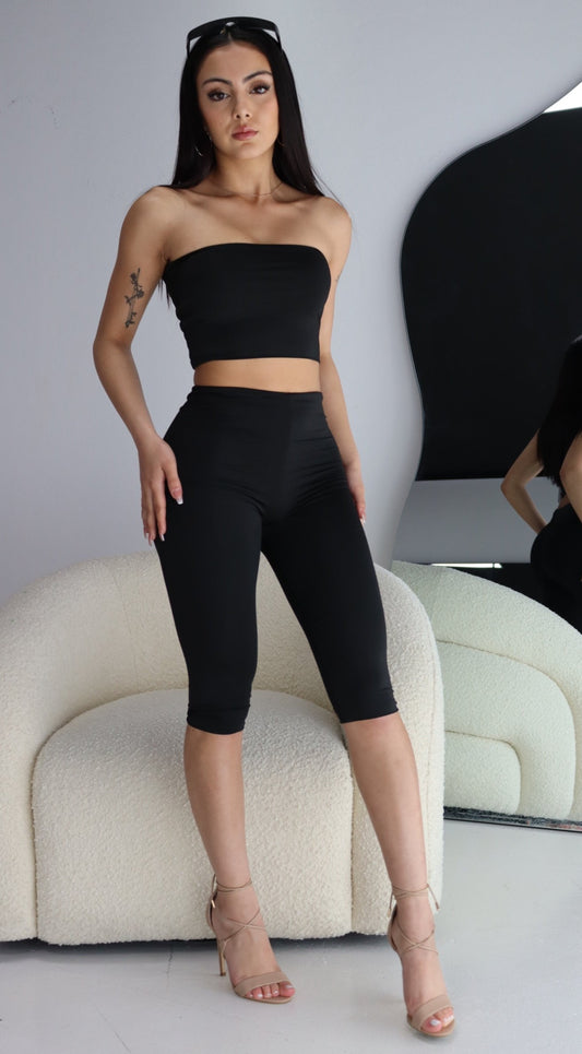 The Bettina Crop Leggings - Black Liquorice