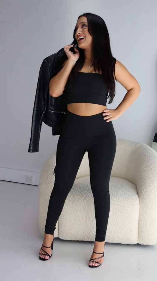 The Lauren High Waisted Leggings - Black Liquorice