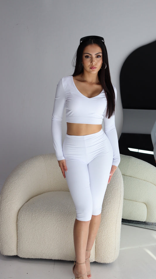 The Bettina Crop Leggings - White Dove