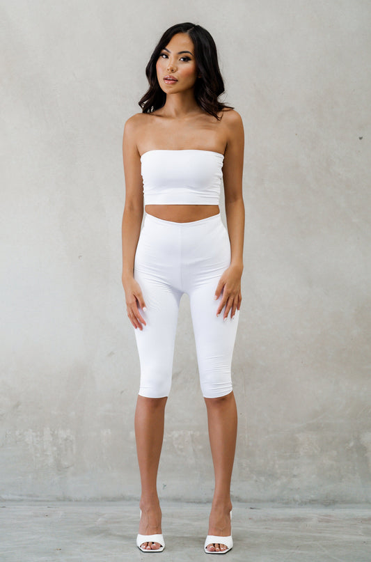 The Bettina Crop Leggings - White Dove