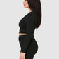 The Quinn Long Sleeve Crop Top - Black Liquorice