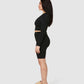 The Zara High Waisted Bike Shorts - Black Liquorice