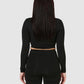 The Quinn Long Sleeve Crop Top - Black Liquorice