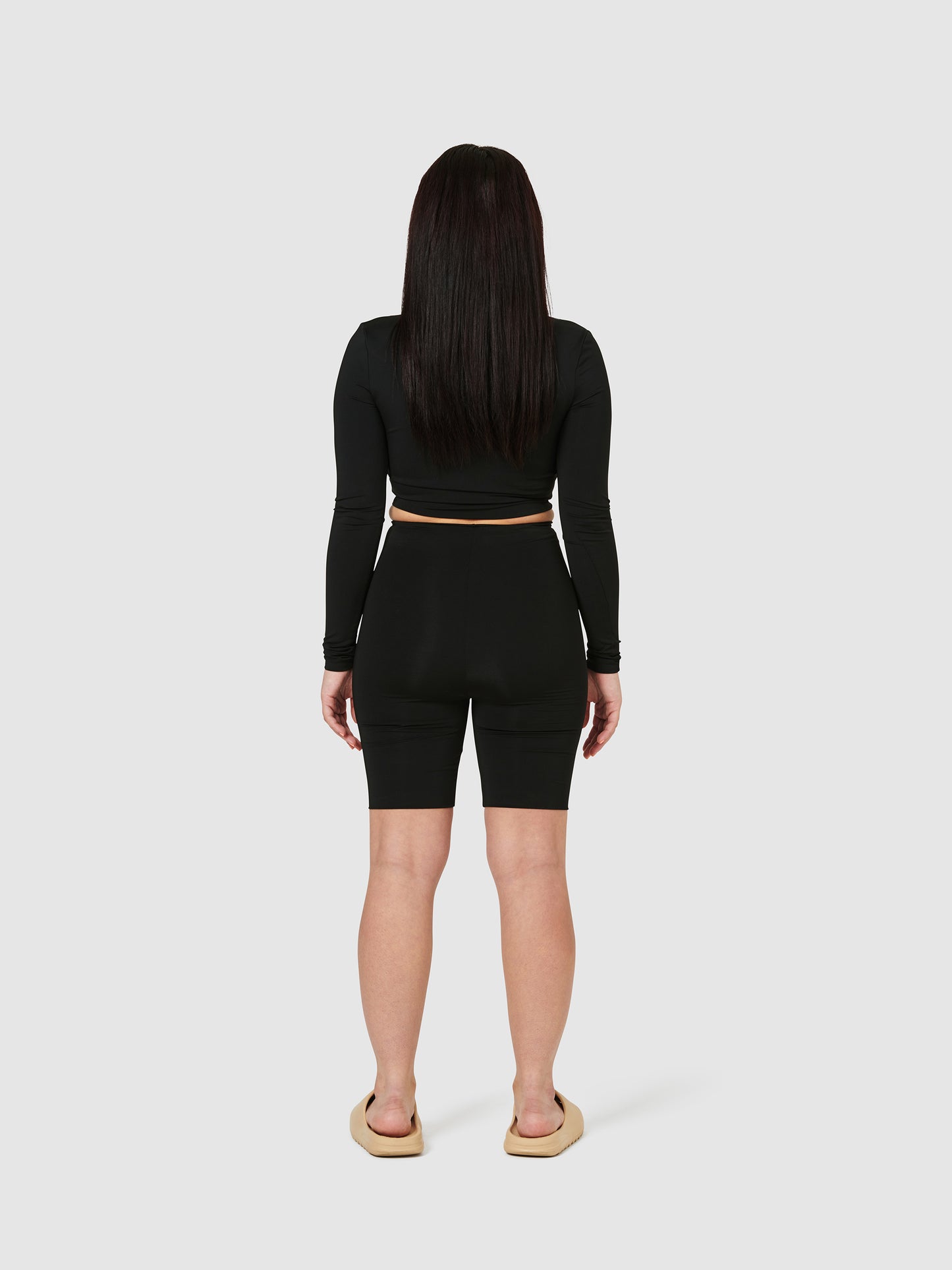 The Zara High Waisted Bike Shorts - Black Liquorice