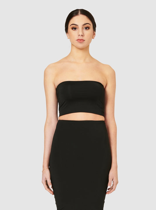 The Burcu Crop Bandeau - Black Liquorice