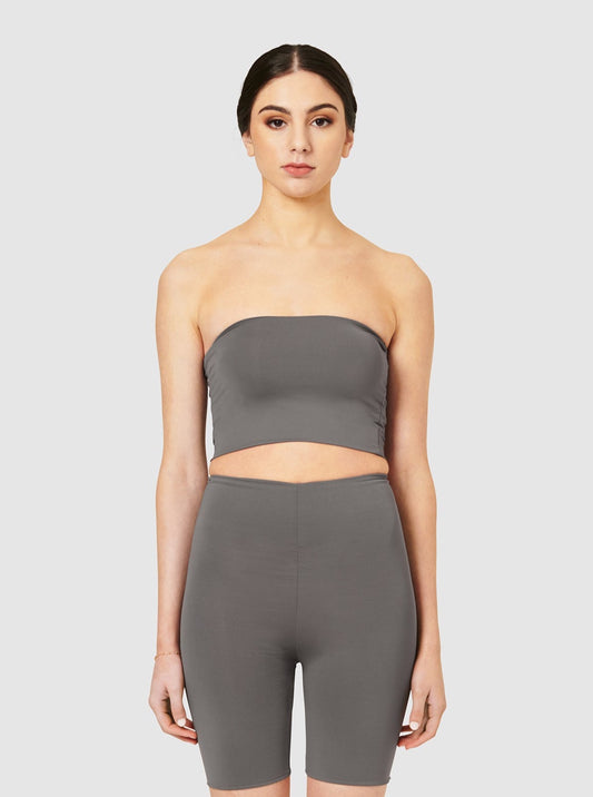 The Burcu Crop Bandeau - Shark Grey