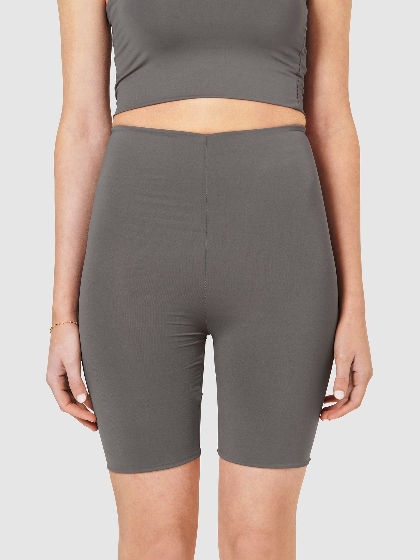 The Zara High Waisted Bike Shorts - Shark Grey