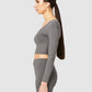 The Quinn Long Sleeve Crop Top - Shark Grey