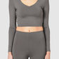 The Quinn Long Sleeve Crop Top - Shark Grey