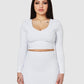The Quinn Long Sleeve Crop Top - White Dove