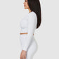 The Quinn Long Sleeve Crop Top - White Dove