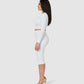 The Rose High Waisted Midi Skirt - White Dove
