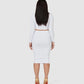 The Rose High Waisted Midi Skirt - White Dove