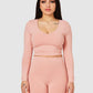 The Quinn Long Sleeve Crop Top - Pink Amethyst