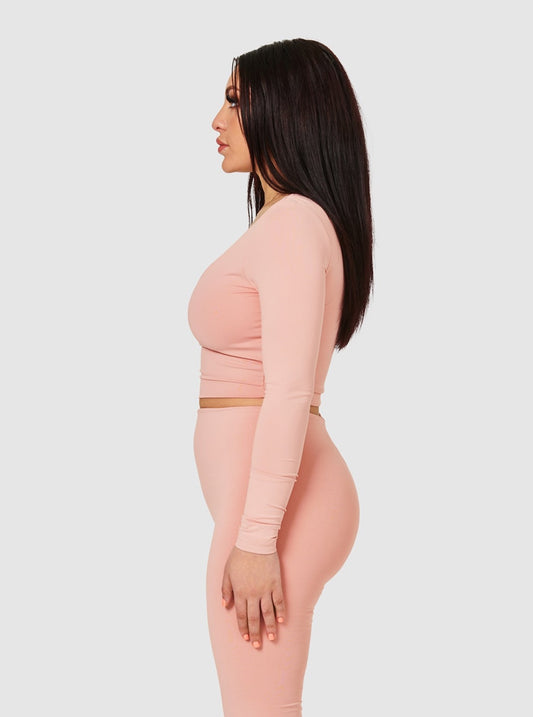 The Quinn Long Sleeve Crop Top - Pink Amethyst