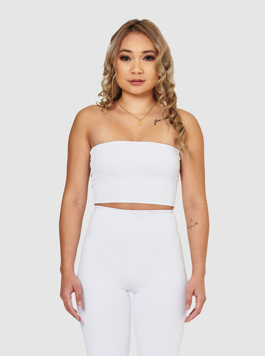 The Burcu Crop Bandeau - White Dove