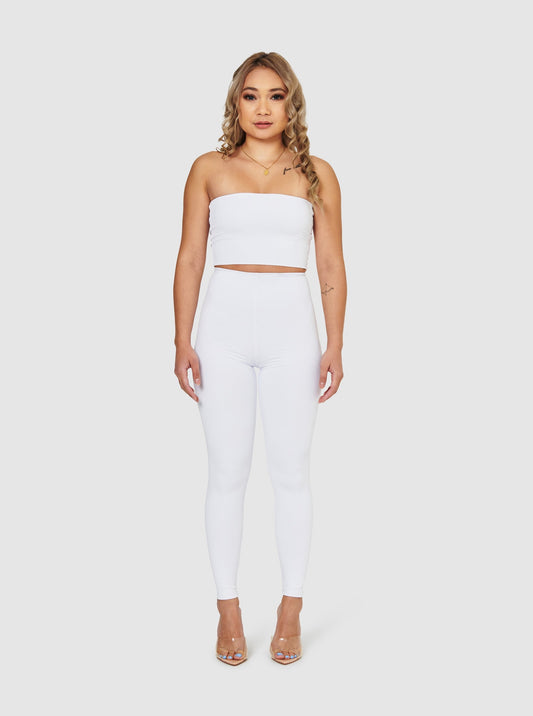 The Lauren High Waisted Leggings - White Dove